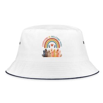 LBGTQIA+ Safe Space Pride Month Aufkleber – Safe Spa - Bucket Hat - Weiß/Navy - Vorne