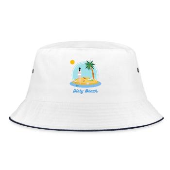 Schmutziger Strand - Bucket Hat - Weiß/Navy - Vorne