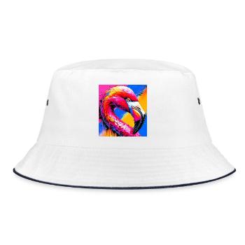 Flamingo - Bucket Hat - Weiß/Navy - Vorne