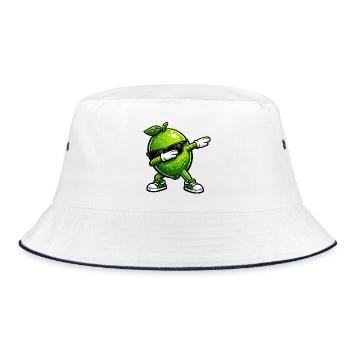 Dabbing Limette - Bucket Hat - Weiß/Navy - Vorne