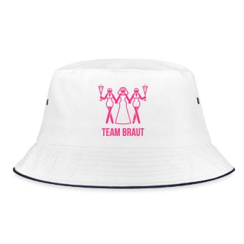 Team Braut (JGA Polterabend Sekt 3er / Pink) - Bucket Hat - Weiß/Navy - Vorne