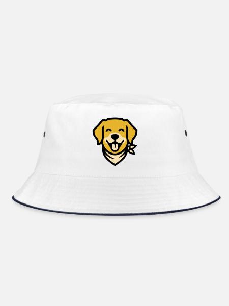 Hund Halstuch Golden Retriever Hundemama Wandern - Bucket Hat - Weiß/Navy - Vorne