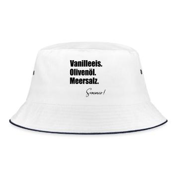 Vanilleeis Sommer Olivenöl - Bucket Hat - white/navy - Front