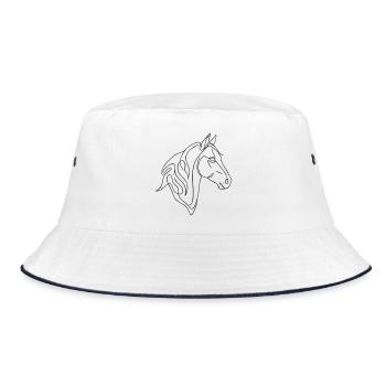 Minimalist Horse Line Art Elegant Line Design - Bucket Hat - white/navy - Front