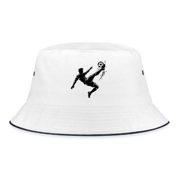 Fallrückzieher Fussball Silhouette - Bucket Hat - Weiß/Navy - Vorne