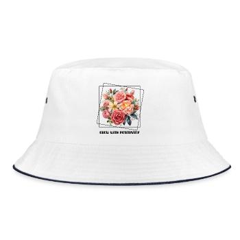 Watercolor rose petal bouquet - Bucket Hat - white/navy - Front