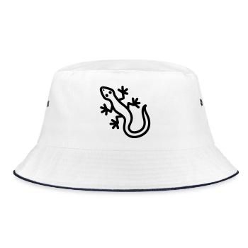 Eidechse - Bucket Hat - Weiß/Navy - Vorne