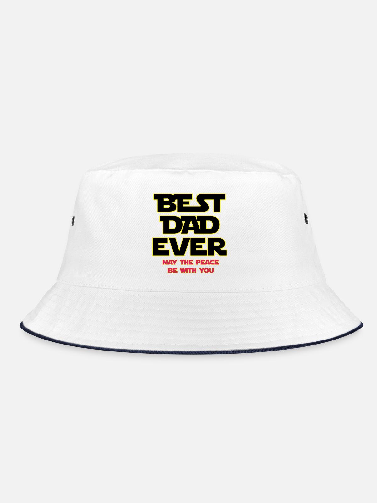 Best Dad Ever Neon Outline - Bucket Hat - white/navy - Front