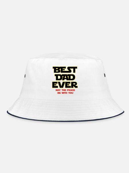 Best Dad Ever Neon Outline - Bucket Hat - white/navy - Front
