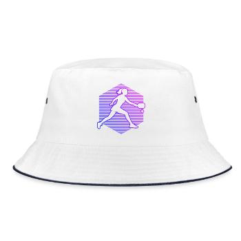 Pickleball Coach Idee für Pickleballspielerin Fans - Bucket Hat - Weiß/Navy - Vorne