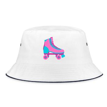 Rollschuh Rollschuhfahren Roller Derby 80er - Bucket Hat - Weiß/Navy - Vorne