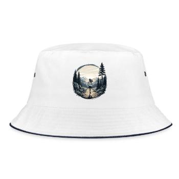 Weibliche Trailrunnerin - Bucket Hat - Weiß/Navy - Vorne