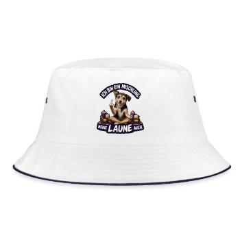 Meine Laune ist ein Mischling - Bucket Hat - Weiß/Navy - Vorne