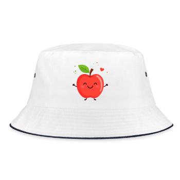 Happy apple illustration - Bucket Hat - white/navy - Front