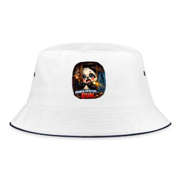 Phasmo‑Panda – RUN Edition 👻🐼🔥 - Bucket Hat - Weiß/Navy - Vorne