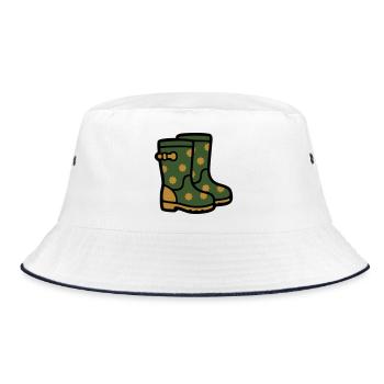 Gummistiefel Gartenarbeit Matschwetter Regen - Bucket Hat - Weiß/Navy - Vorne