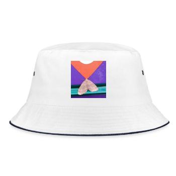 Geometrische Motte - Bucket Hat - Weiß/Navy - Vorne