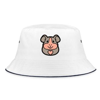 Guinea Pig Head Pet Meeri Rodent - Bucket Hat - white/navy - Front