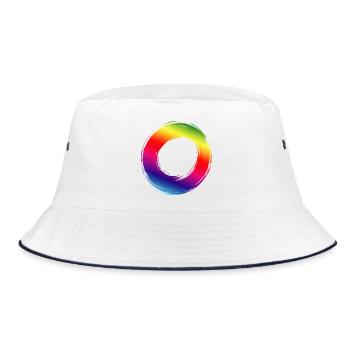 Colorful color wheel in brushstroke design - Bucket Hat - white/navy - Front