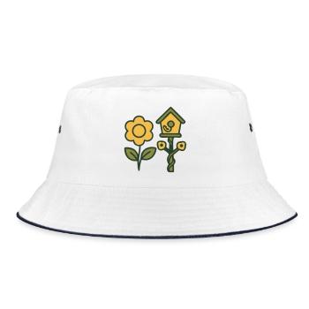 Birdhouse Sunflower Gardening Gardener - Bucket Hat - white/navy - Front