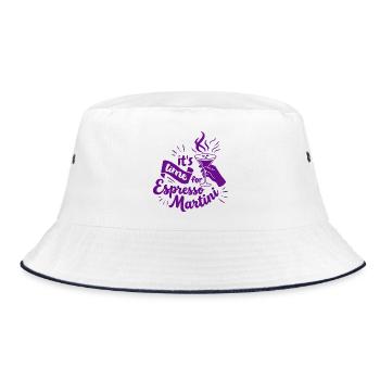 Espresso Martini Design with handlettering detail - Bucket Hat - Weiß/Navy - Vorne