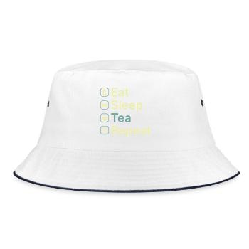 Eat Sleep Tea Repeat Funny Tea Lover Gift - Bucket Hat - white/navy - Front