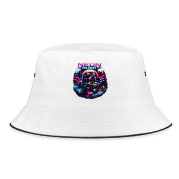 Neon Rush Neon-Ninja Roboter - Bucket Hat - Weiß/Navy - Vorne
