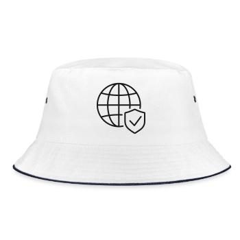 Global Shield Icon Druck - Bucket Hat - Weiß/Navy - Vorne