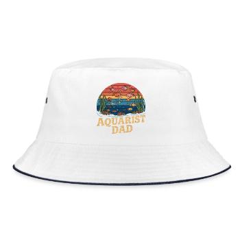  Aquarist Dad Retro Aquarium Vater Fische Buntes - Bucket Hat - Weiß/Navy - Vorne