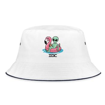 Alien in Pink Flamingo Float - Bucket Hat - white/navy - Front