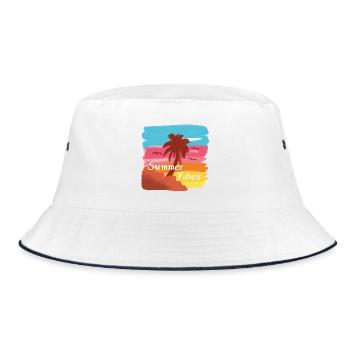 Summer Vibes - Bucket Hat - white/navy - Front