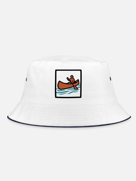 Canoe Paddler Badge Icon - Bucket Hat - white/navy - Front