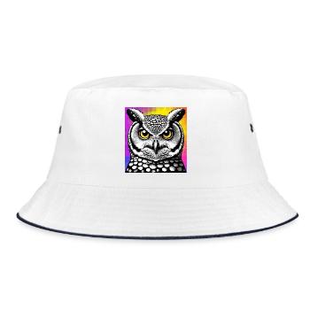 owl - Bucket Hat - white/navy - Front