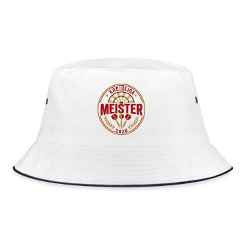 Darts Meister 2026, Kreisliga Sieger Shirt - Bucket Hat - Weiß/Navy - Vorne