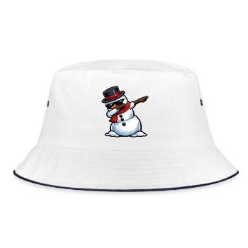 Dabbing Snowman - Bucket Hat - white/navy - Front