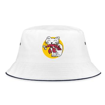 CancerCat - Bucket Hat - white/navy - Front