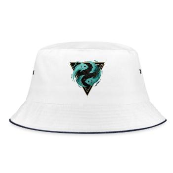 Pisces Water Sign - Zodiac by Kék-Ina - Bucket Hat - white/navy - Front