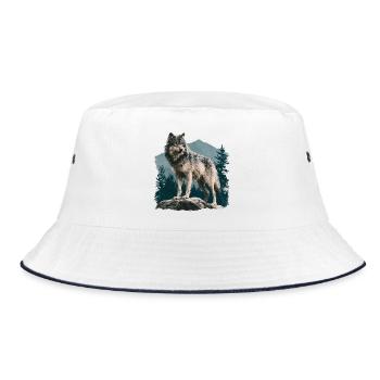 Wolf - Bucket Hat - white/navy - Front