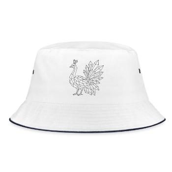 Crystal peacock coloring page - Bucket Hat - white/navy - Front