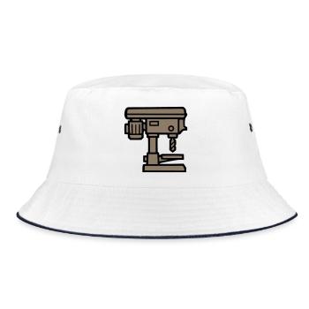 Stand Drill Tool Icon - Bucket Hat - white/navy - Front