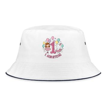 Erster Geburtstag Ballon Tanz Duo - Bucket Hat - Weiß/Navy - Vorne