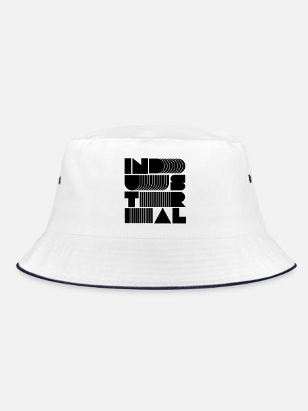 industrial Music Stacked Typography - Bucket Hat - white/navy - Front