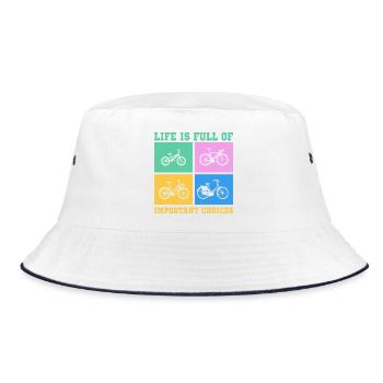 Bicycle Life is full of improtant choices - Bucket Hat - white/navy - Front