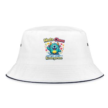 Heute Chaos, Morgen Kindergarten - Bucket Hat - Weiß/Navy - Vorne