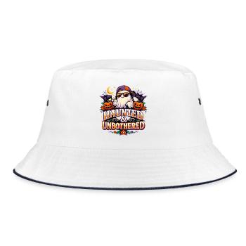 Haunted & Unbothered Cool Ghost Geist Halloween - Bucket Hat - white/navy - Front