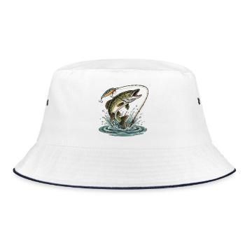 FISHING. WAIT. CATCH. - Bucket Hat - white/navy - Front