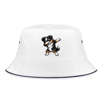 Dabbing Miniature American Shepherd - Bucket Hat - white/navy - Front