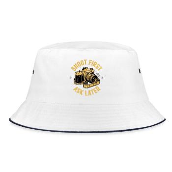 Shoot First Ask Later - Bucket Hat - white/navy - Front