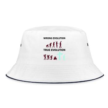 Evolution to the Cross: Faith Wins - Bucket Hat - white/navy - Front