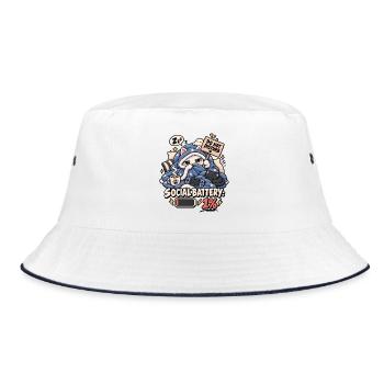 Schlafmodus Social Battery 1% - Bucket Hat - Weiß/Navy - Vorne
